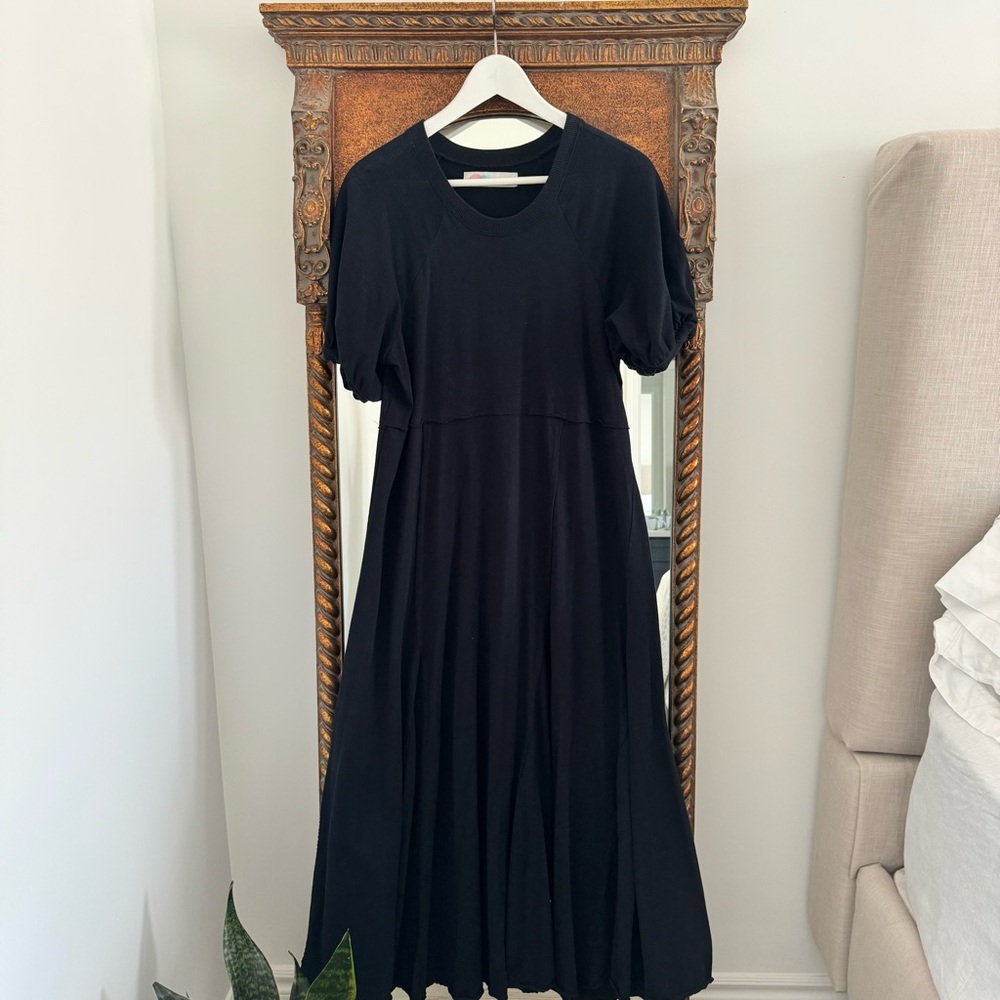 Free People Beach Black Brentwood Maxi Summer Dress Puff Short Sleeve Breezy Med